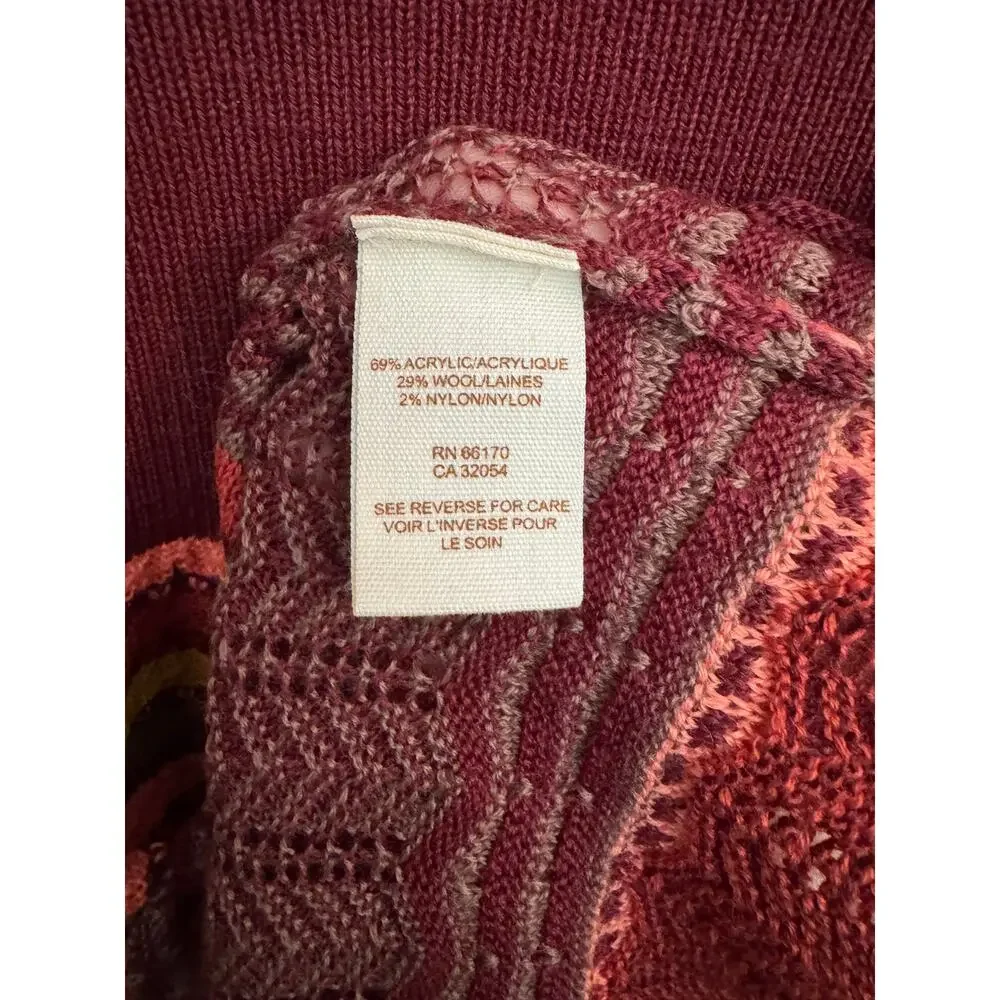 Free People Stripe Knit Wool Blend Sweater Dress in Burgundy Size Medium